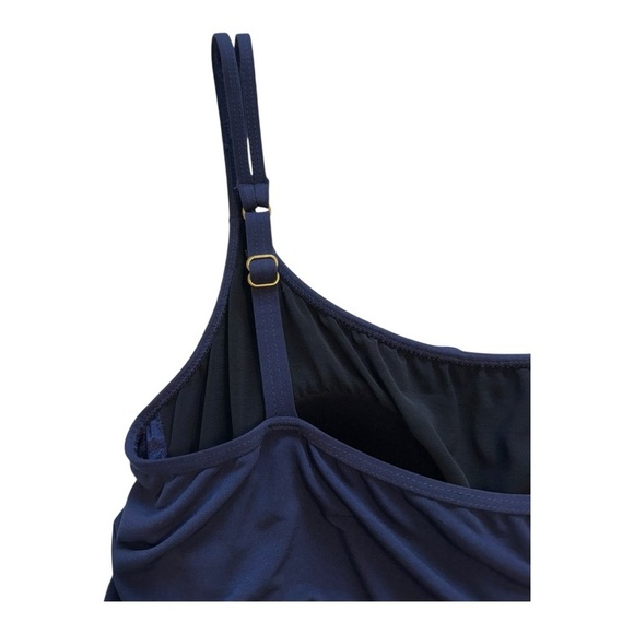 Maxine Of Hollywood Navy Blue Swimsuit Romper - Size 14 - Picture 10 of 14